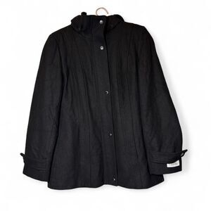 Calvin Klein Black Wool Blend Long Coat Size 10 Winter Fall